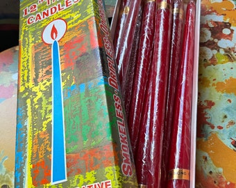 Box of 8 Vintage 12" RED Taper Candles