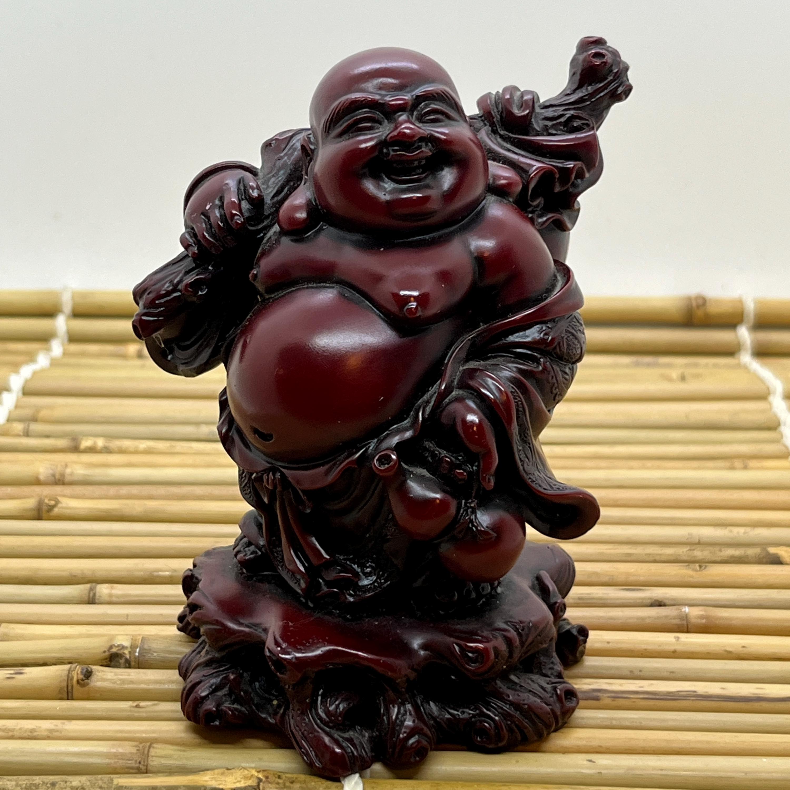 Vintage Red Resin Traveling Buddha Figurine, 4 1/2