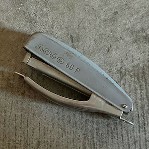 Acco 60 P 60P Vintage Stapler Made In Germany, Hand Held Stapler, Gray Grey