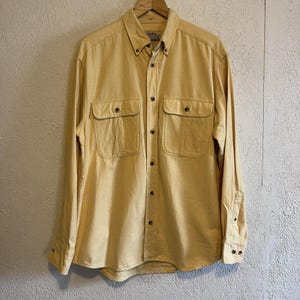 Vintage 90-tals Cabelas Chamois-skjorta Herr M Reg Hjortskinnsmjuk bomull Smörgul