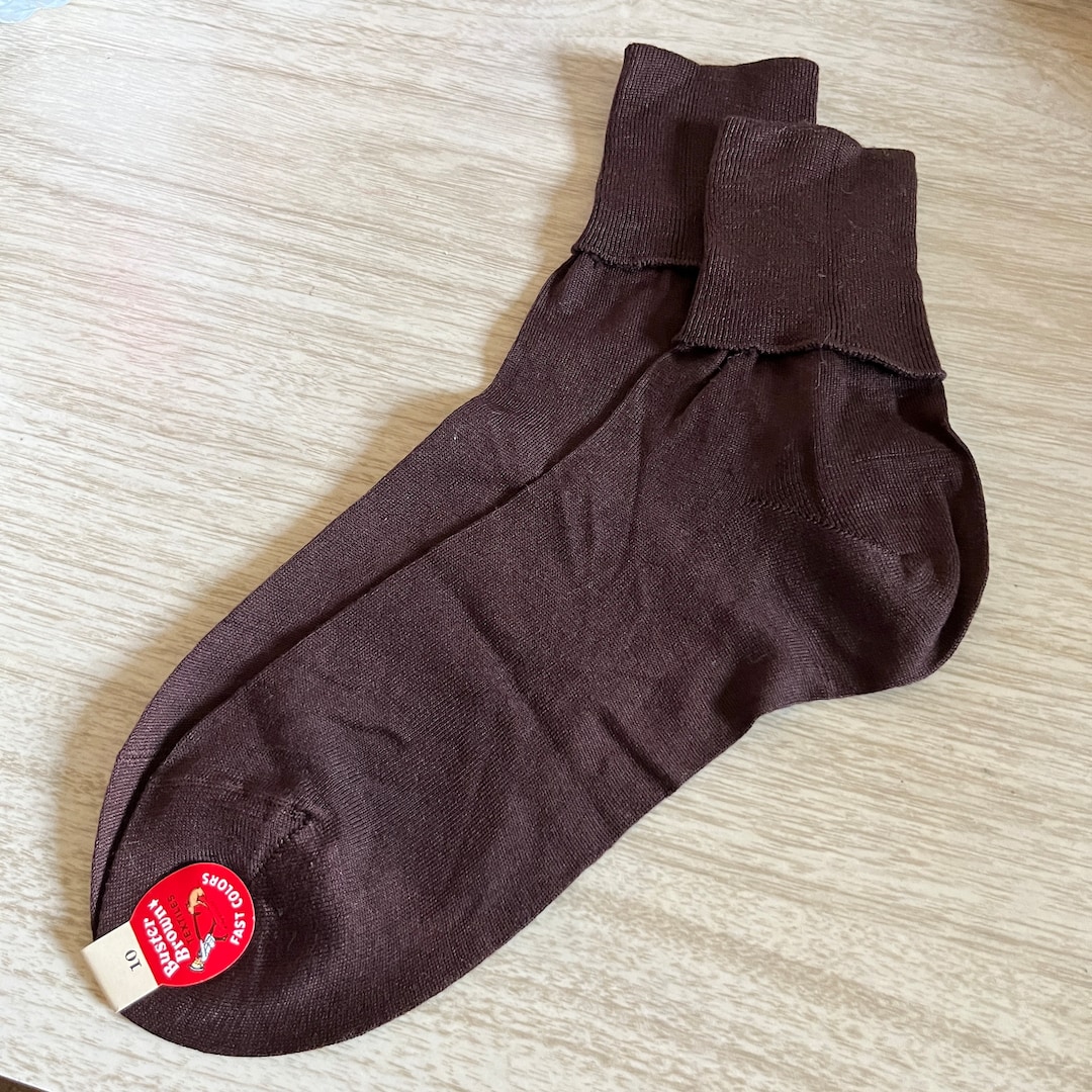 NOS Vintage Buster Brown Socks in Brown, Bebon Cotton Yarn . Size 10 Etsy