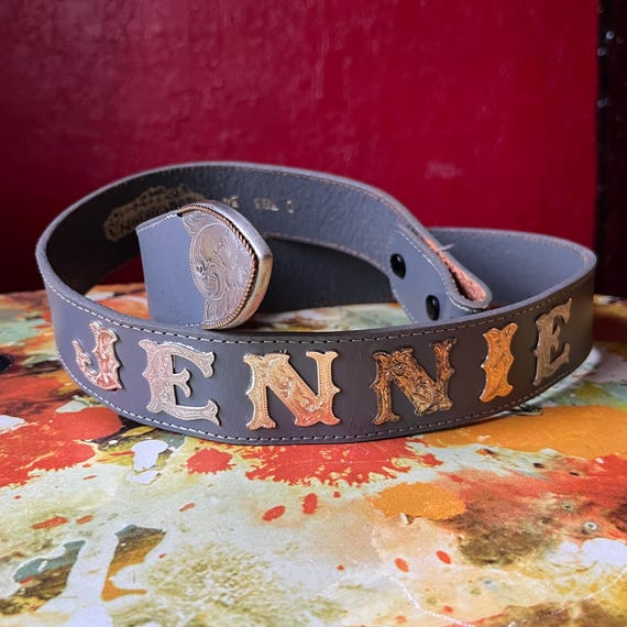 Jennie ~ Vintage Nocona Western Leather Belt With Silver  display picture 3