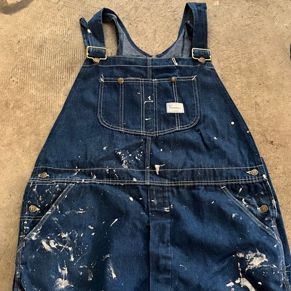 Vintage Sears Tradewear Paint Splattered Denim Mens Carpenter Bib
