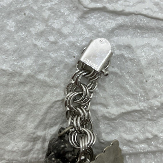 Vintage Sterling Silver CHARM BRACELET w 8 Charms… - image 8