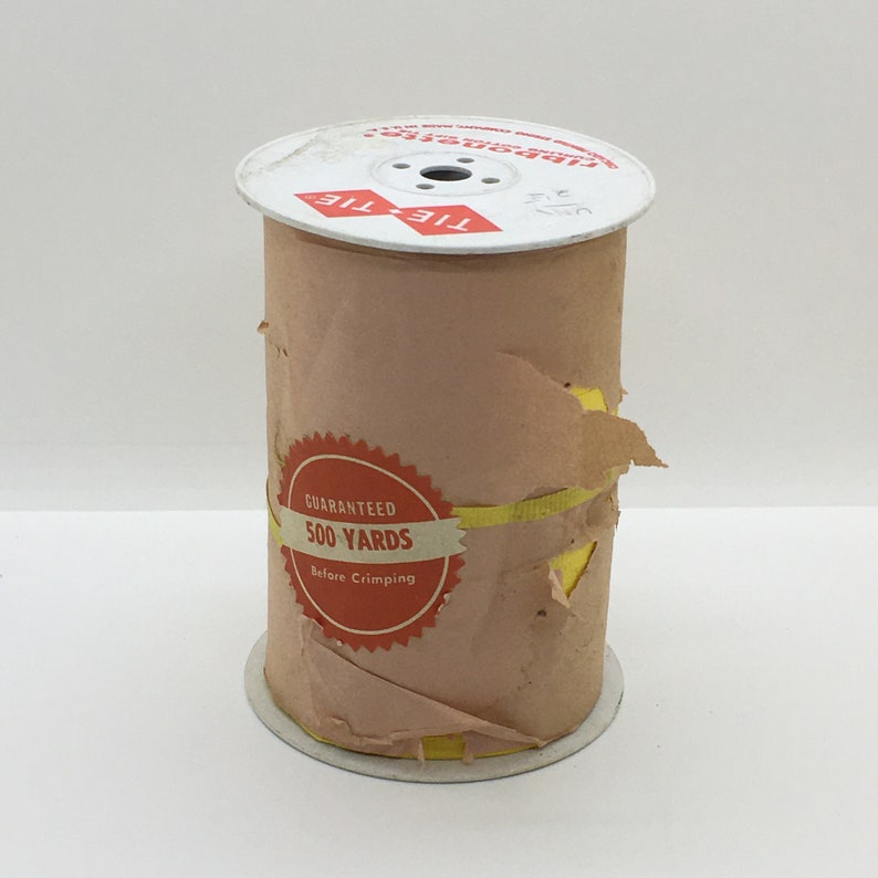 Vintage Full Spool of Yellow Tie-Tie Ribonette Curling Cotton Gift Tie Ribbon 500 Yards