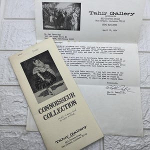 Carta ao artista Roi Partridge da Abe Tahir Gallery + Catálogo de 1974 com anotações