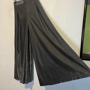 Vintage 1970s High Waist Wide Leg Palazzo Pants in Shimmery Silver . 28&quot;