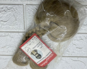 NOS Vintage Glorex Blonde Doll Hair Wig w Braids & Bangs in New in Bag