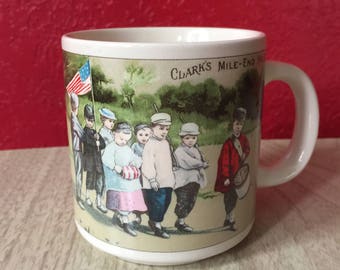 Clark's Mile-End Spool Cotton Antique Logo Vintage 1990s Coffee Mug