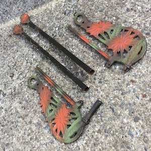 Vintage Architectural Salvage Cast Metal Swing Arm Curtain Rod Bracket Parts . Art Nouveau Floral Pieces