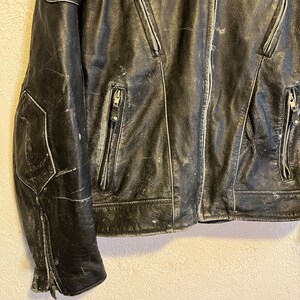 Vintage 1990s Worn Leather Motorcycle Jacket, Laced Sides, Racer Jacket ...