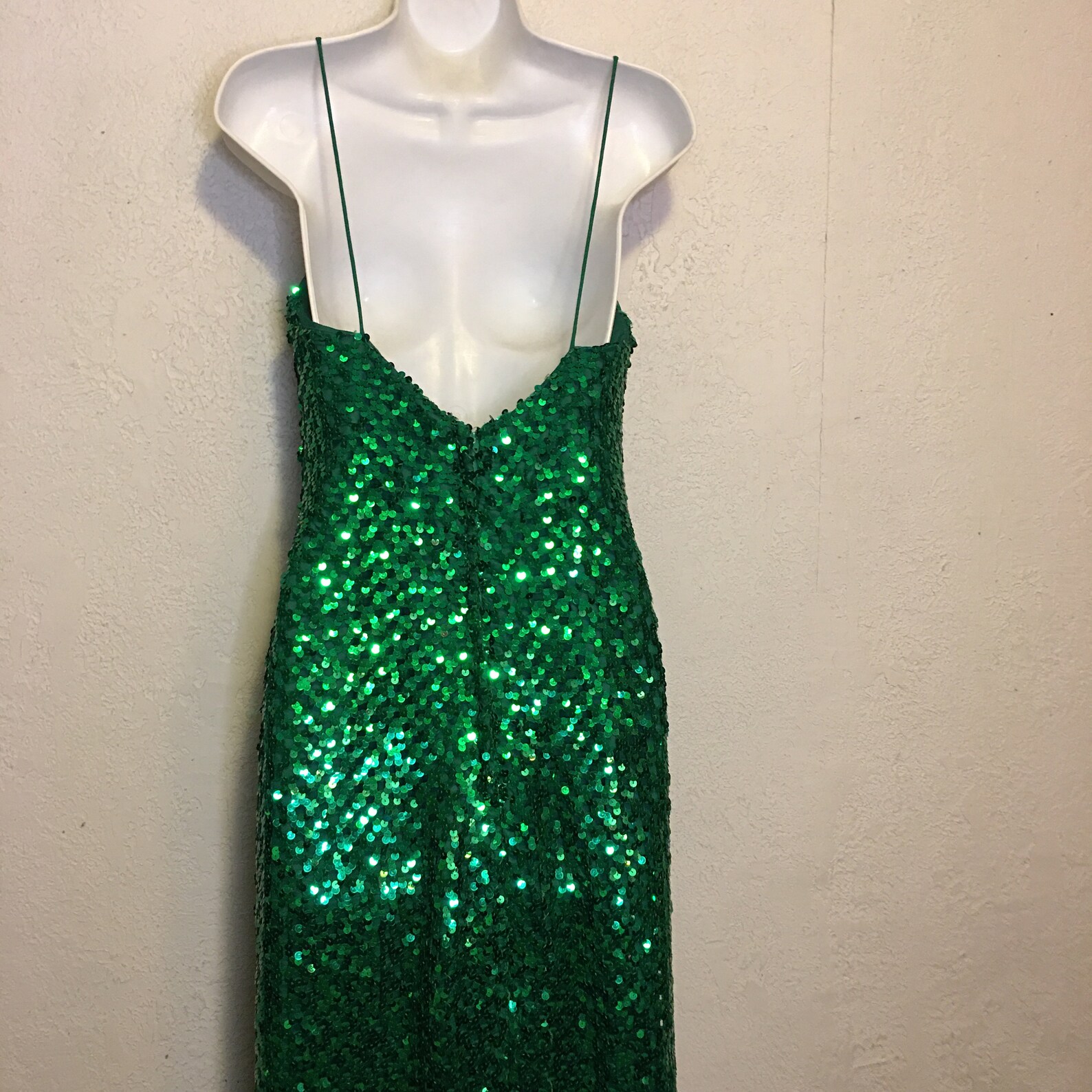 Vintage Emerald Green Sequin Maxi Length Cocktail Dress Etsy