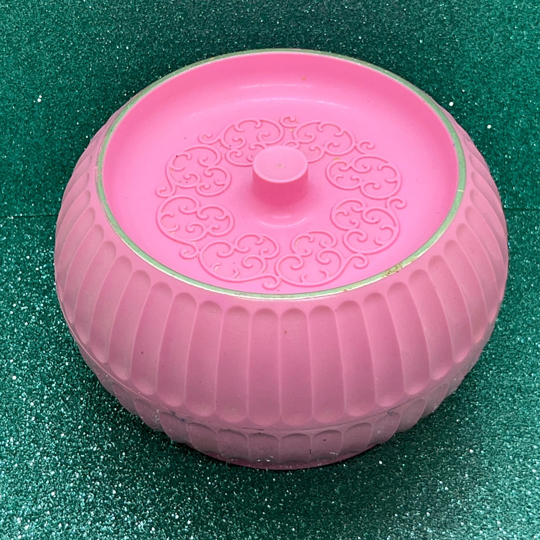 Pink Plastic Vintage Avon April Showers Powder Box, Trinket Box, Vanity ...