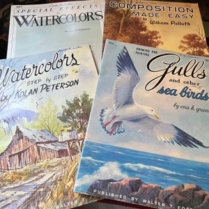 5 x Vintage Walter Foster How-To Art Books . Shacks & Barns, Seagulls, Watercolors, Composition