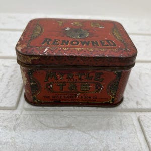 Aged Vintage / Antique Tobacco Tin - T&B Renowned Tobacco Hinged Tin Box