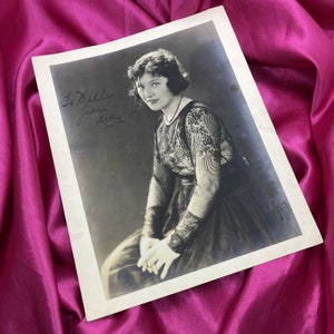 Antique Signed Photo Portrait 1918 8x10 Sweetheart Photograph, To Billy From May