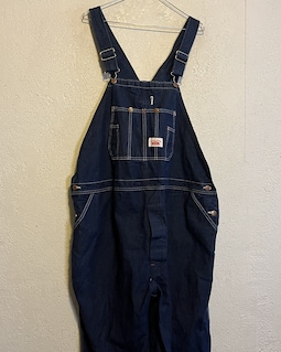 Vintage Round House Bib Overalls Made USA Dark Blue Denim 48 X 29