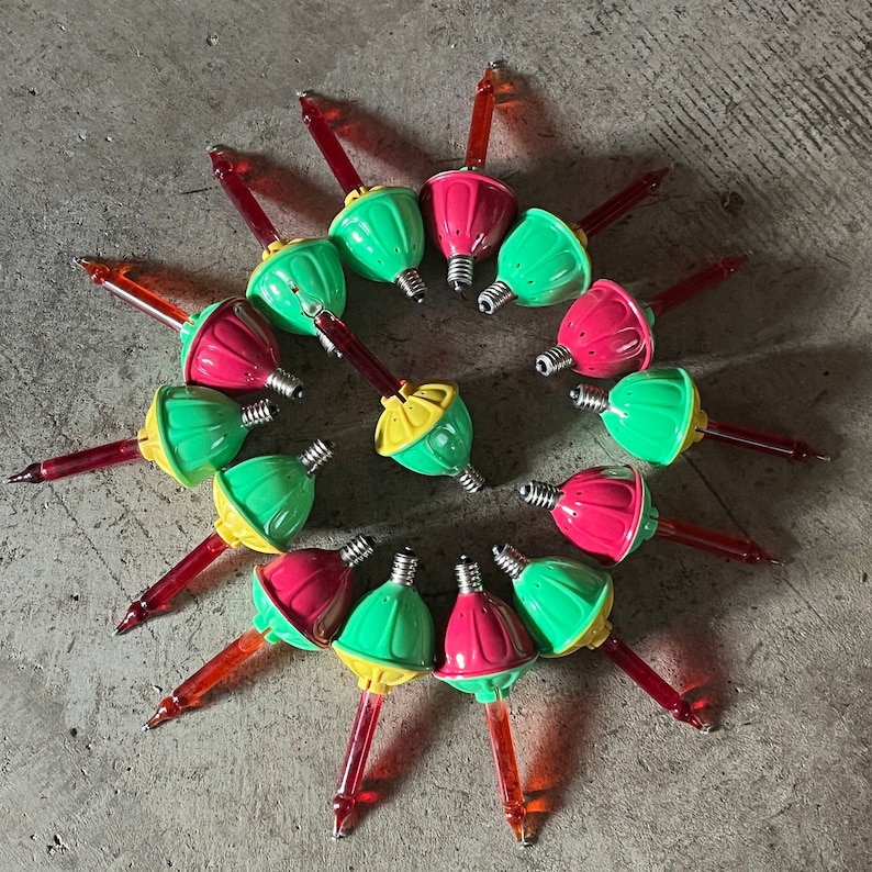 15 Vintage Bubble Lights . Ribbed Dome Bases Multicolor Etsy