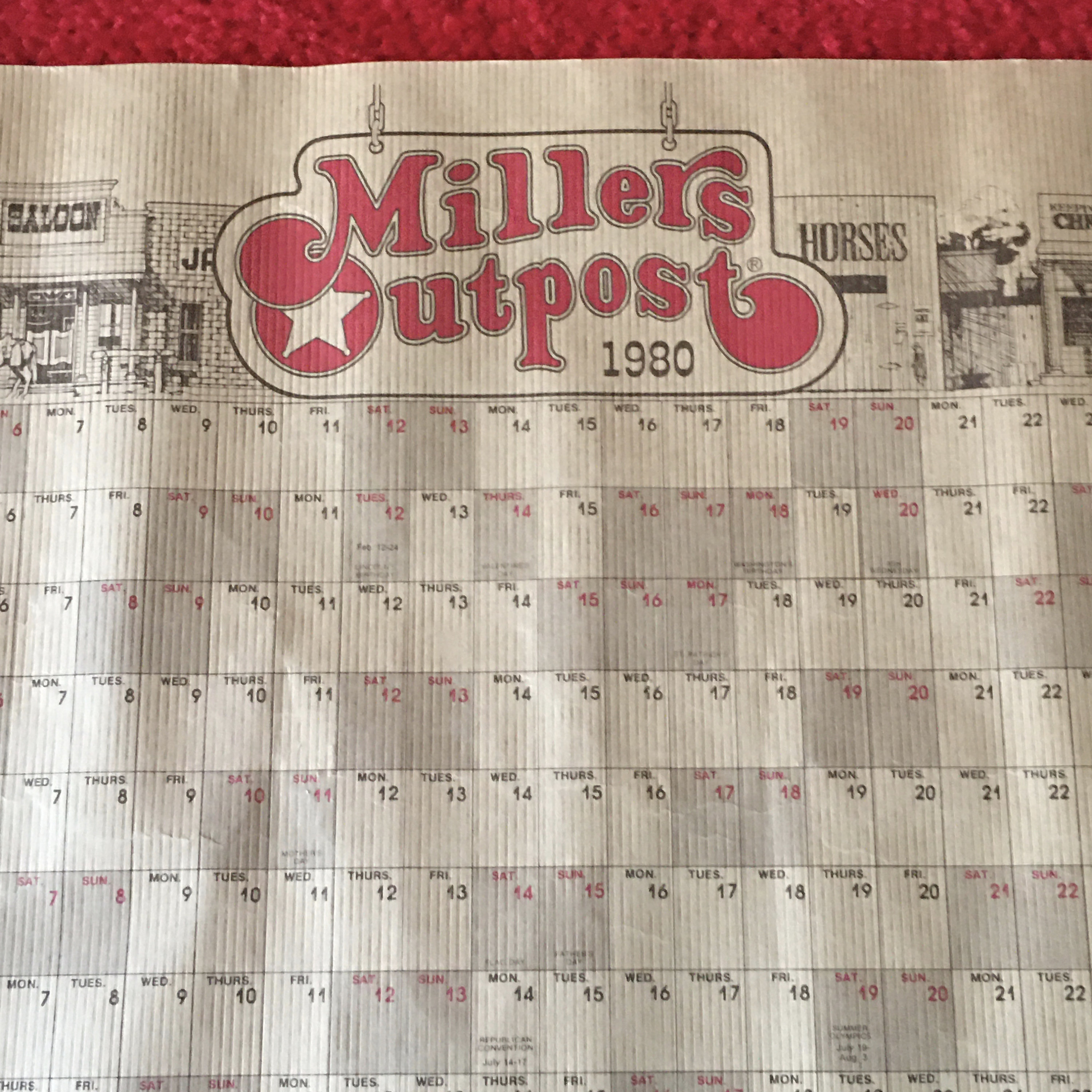 Vintage Levi's Miller's Outpost Large 1980 Calendar 