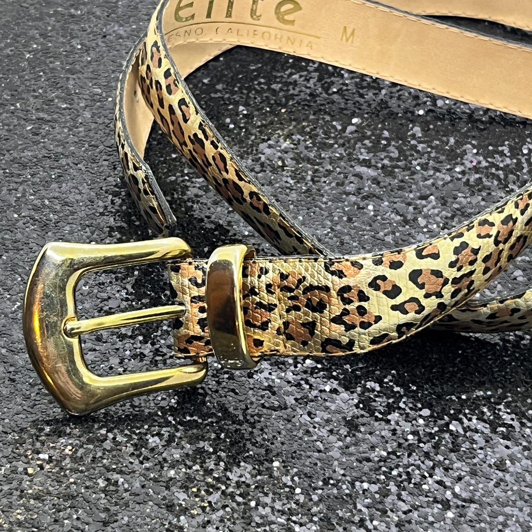 Vintage ELITE Fresno California Snakeskin Belt Size M Gold Buckle 80’s Glam Vintage Elite Jewel Tone Snakeskin Gold Belt 90s Fresno  main image 3
