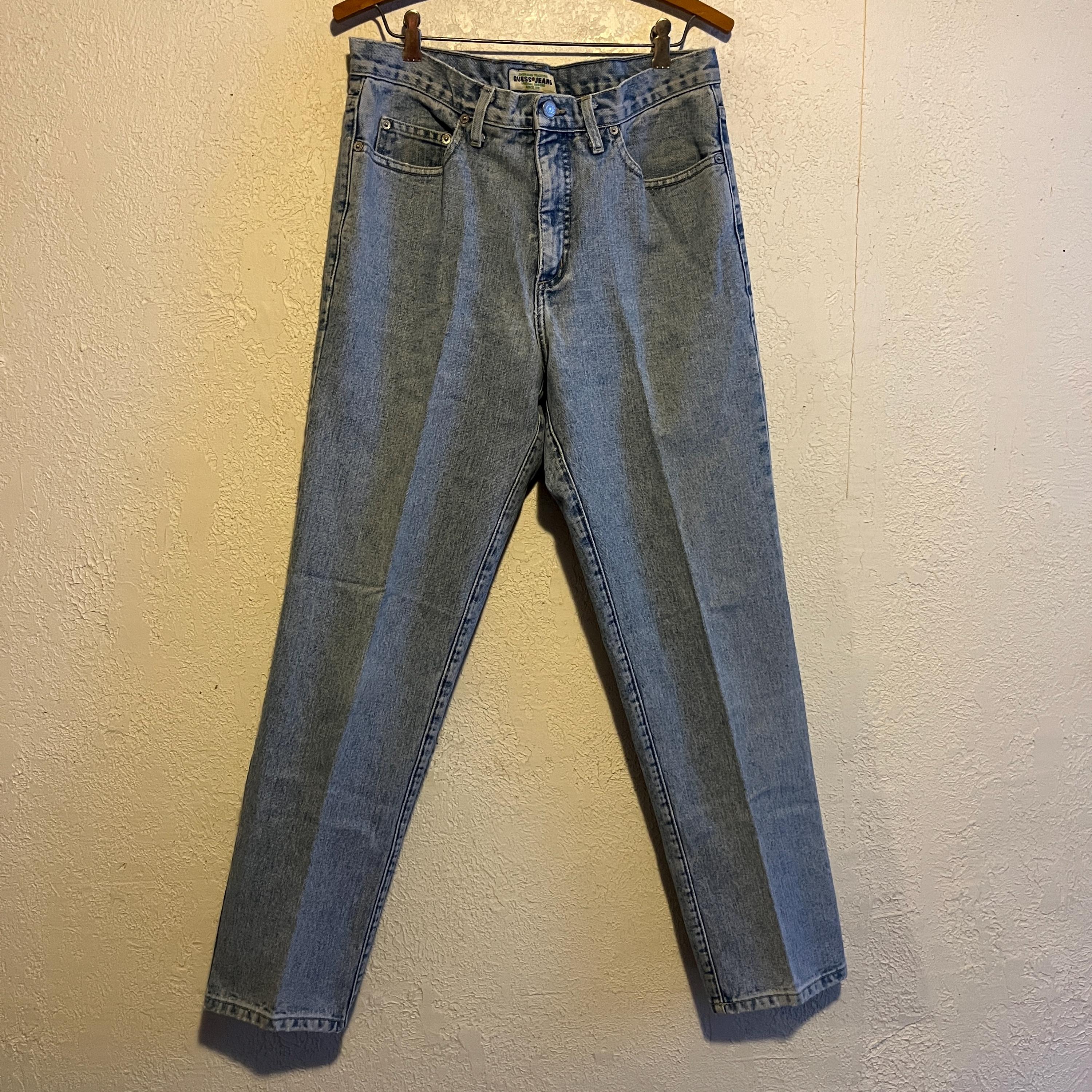 80～90s/GUESS JEANS/カバーオール 90s USA製 GUESSゲス JEANS ブラック デニムパンツ 先染め W29