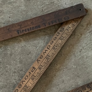 Well Aged Vintage Firestone Tires Ad Tri-Folding Yardstick, Ruler