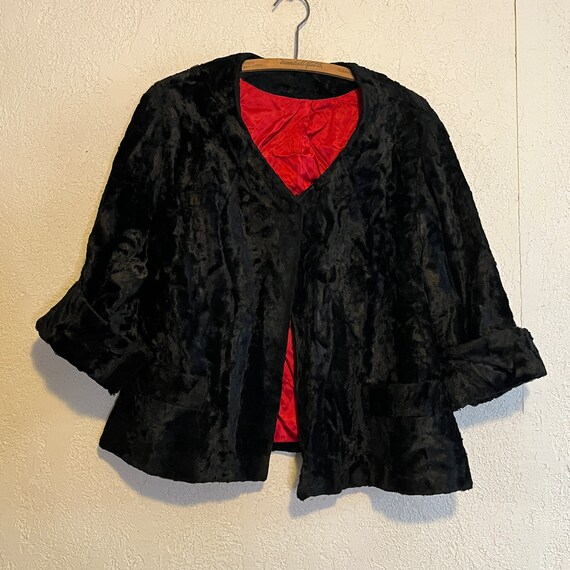 Vintage Black Velvet Swing Jacket - image 1