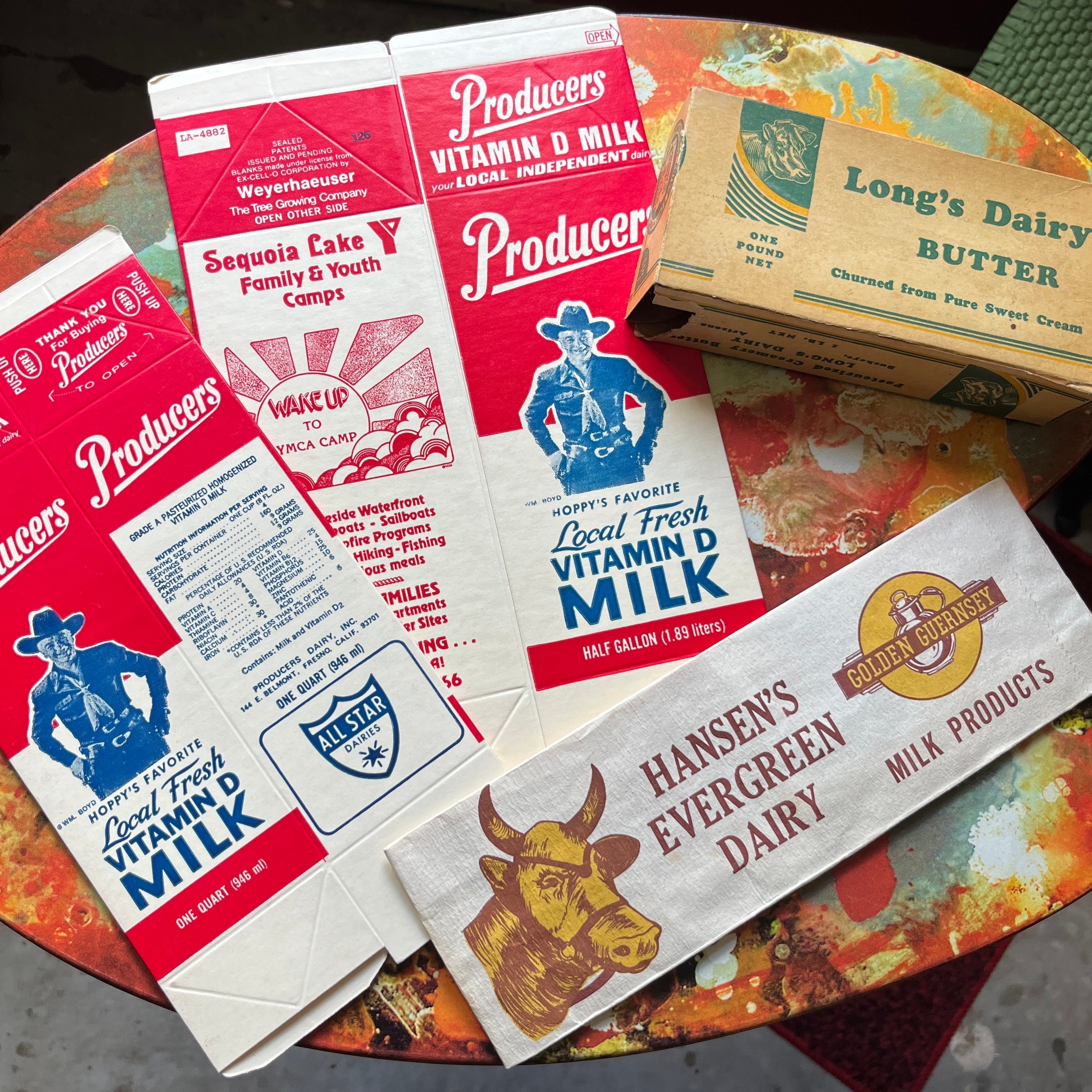 NOS 1960's Farm Milk Drive-in Dairy Milk Waxed Milk Carton or Container  Half Gallon Size Salinas, California 
