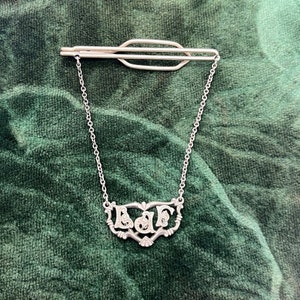Vintage 1/20 12K & 10K Gold Filled Tie Bar Chain Gothic Monogram