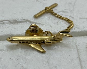 Vintage Gold tone Airplane Tie Tack, Tie Pin