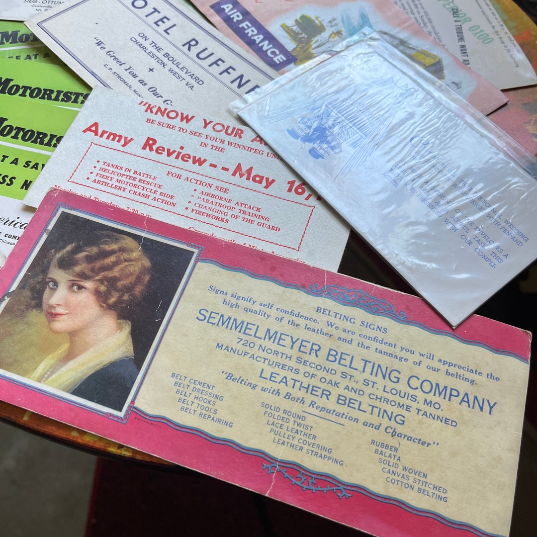 16 Vintage Desk Ink Blotter Advertising Cards Insurance, Radio Service