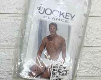 Nya vintage 90-tals Jockey Elance herrunderkläder i 100 % bomull i vitt, 3-pack, M