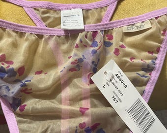 Vintage 90s/y2k DKNY Sheer Floral String Bikini Thong Panty . NWT L