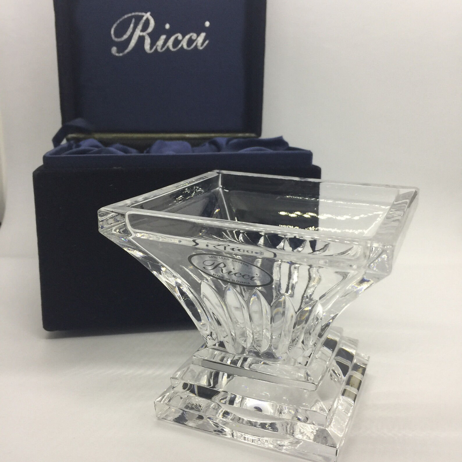 Crystal Ricci Ricci Art Deco 24% Lead Crystal Bowl / Dish & Box, Slovakia Vintage ...