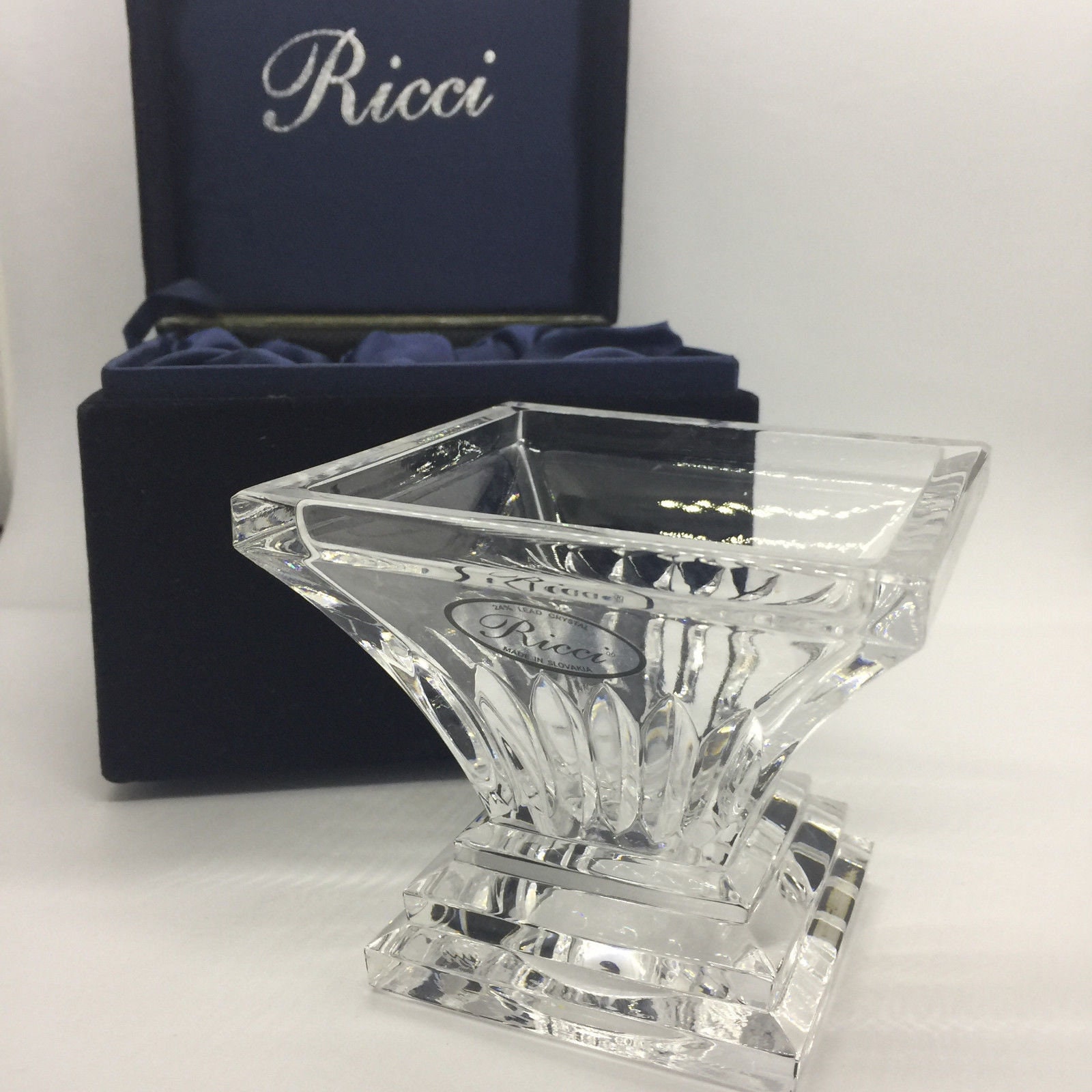 Ricci Art Deco 24% Lead Crystal Bowl / Dish & Box, Slovakia Vintage ...