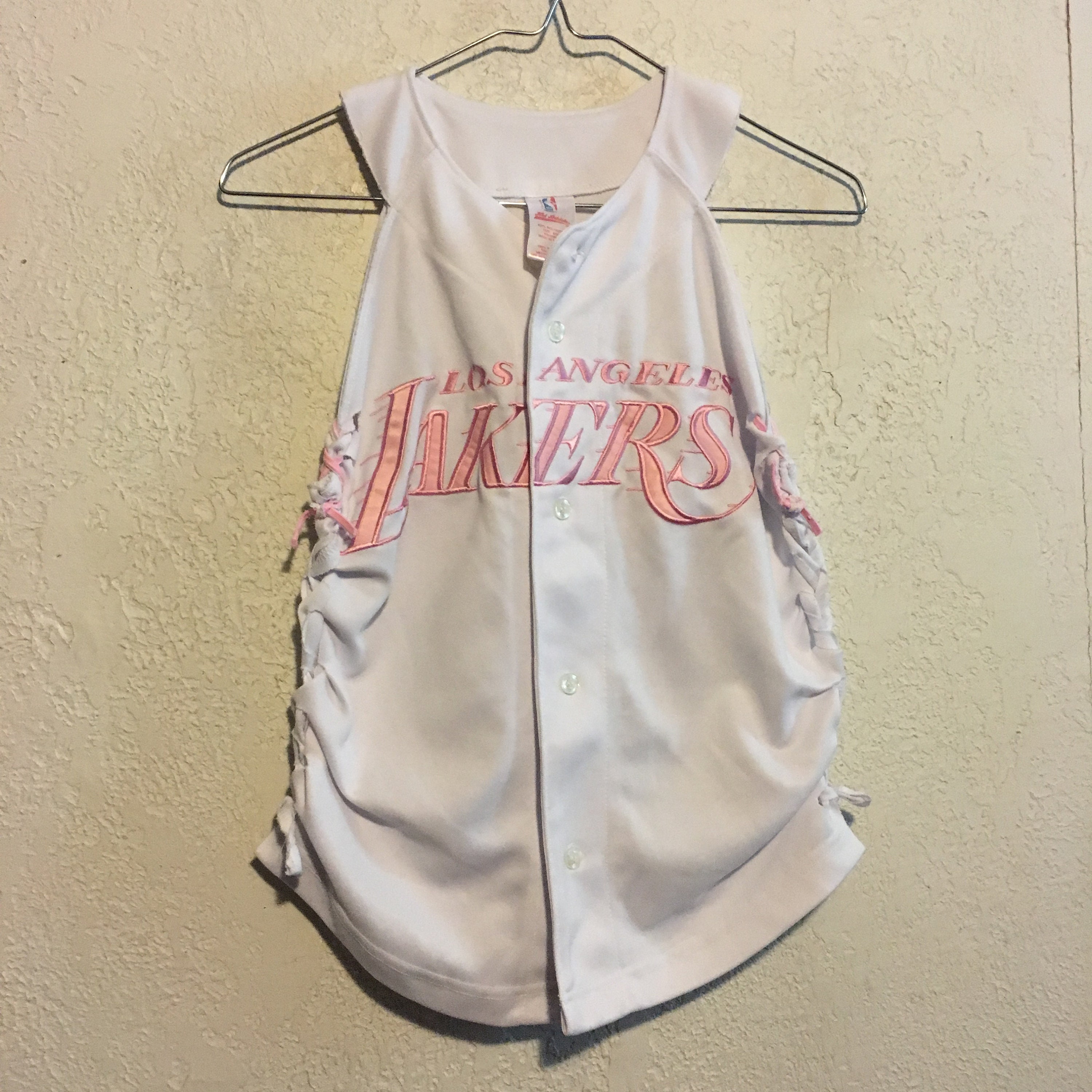 Pink Vintage 90s-y2ks LA Lakers Cut & Laced Reconstructed 