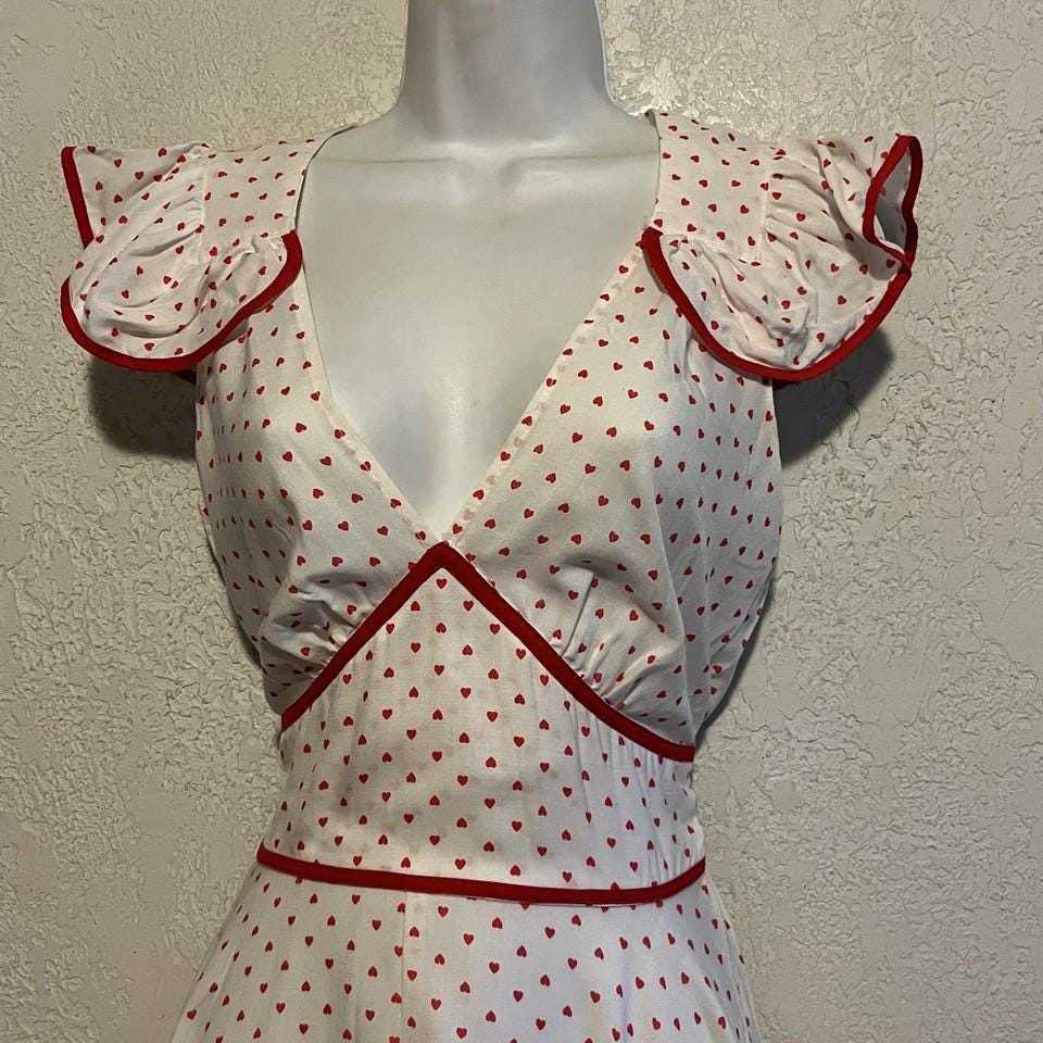 Vintage Foxy Lady 70s Does 40s Heart Print Retro Pinup Summer Dress . S/M -  Etsy