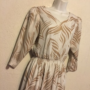 Vintage jurk met bladerprint, Melissa Petites, jaren 80/90 M