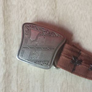 Vintage Silver-plate Shield Buckle & Laced Cloth Belt