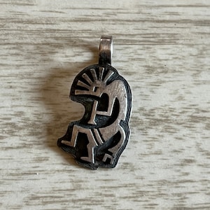 Vintage Kokopelli Signed Sterling Silver Necklace Pendant