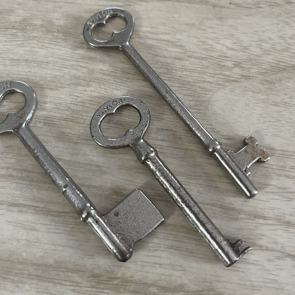 3 Vintage TAYLOR Skeleton Keys G503, G508& 648 Germany 2 1/4