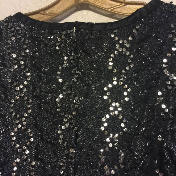 Sparkling Black & Silver Sequin Vintage Lurex Blo… - image 6