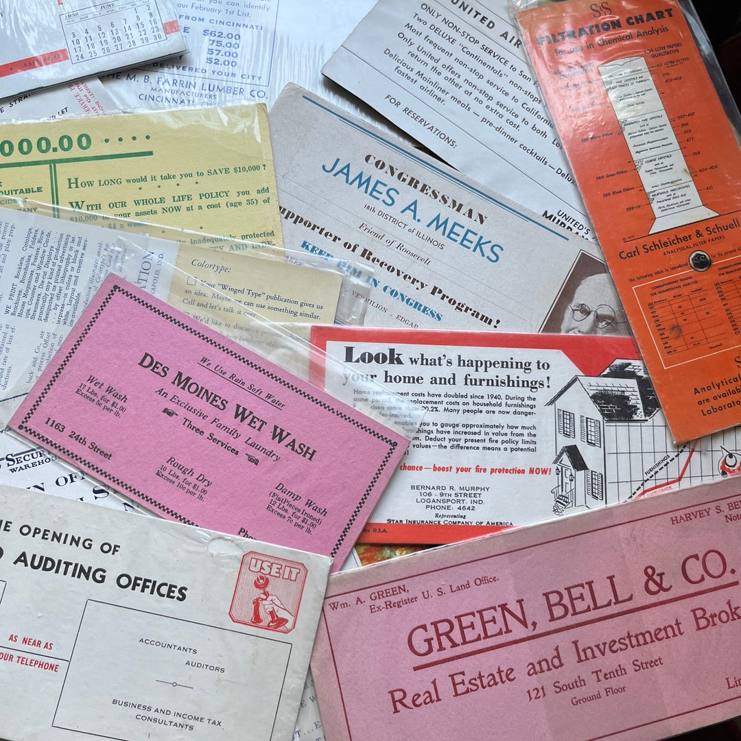 16 Vintage Desk Ink Blotter Advertising Cards Lumber, United Air Lines