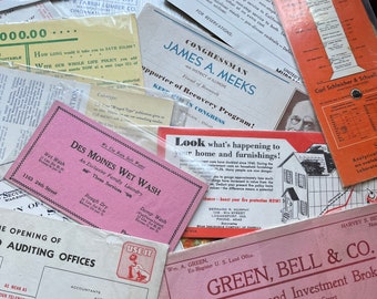 16 tarjetas publicitarias vintage con tinta secante para escritorio ~ Madera, United Air Lines, seguros, política...