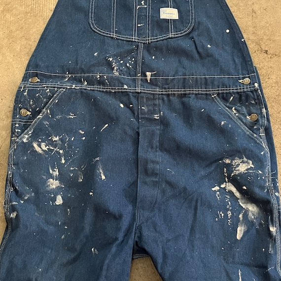 Vintage Sears Tradewear Paint Splattered Denim Mens Carpenter Bib
