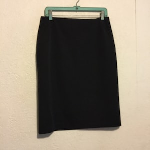 1990s/y2k Vintage Straight Black Skirt ~ Unique w/2 Back Kick Pleats, Size 9