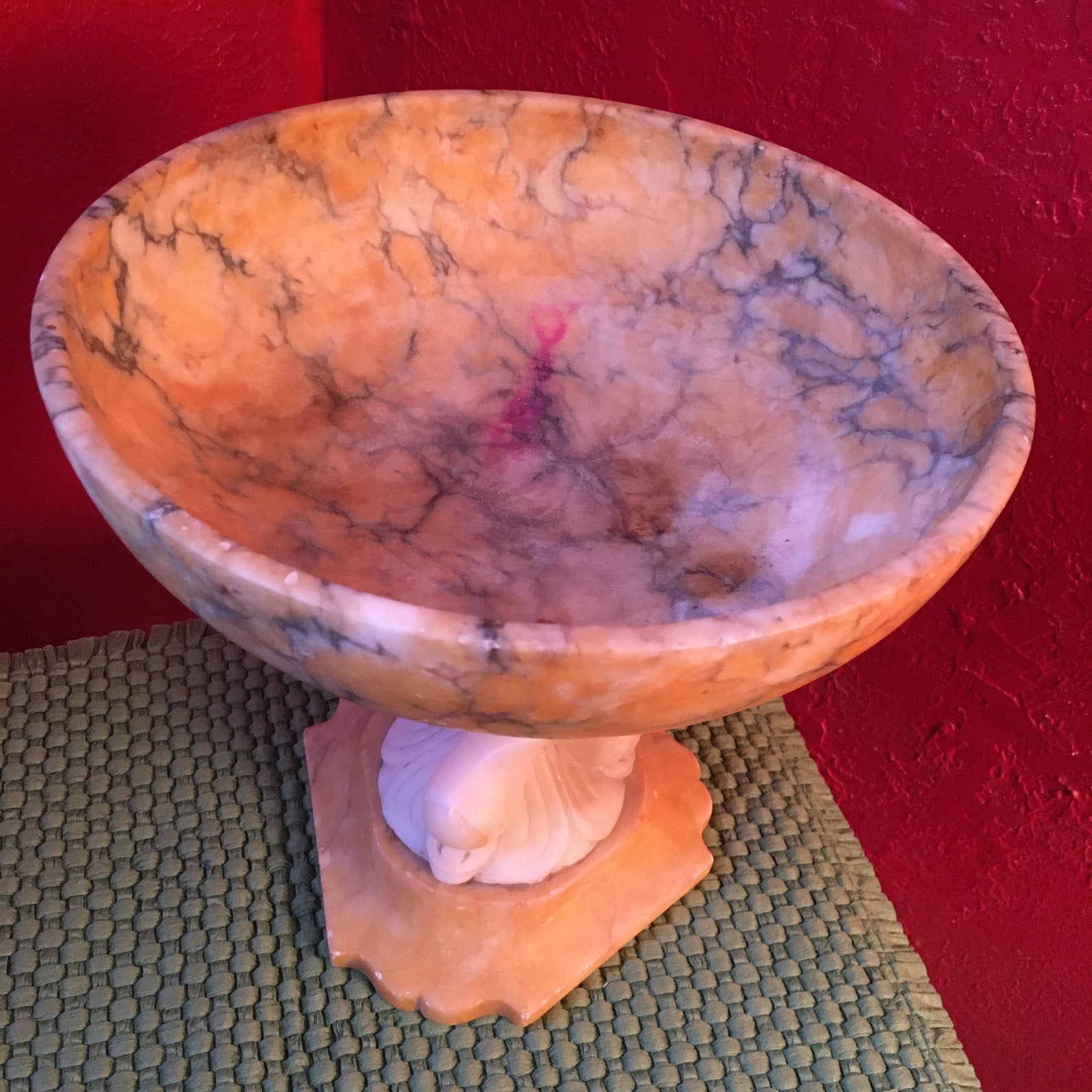 Vintage Italian Marble Alabaster Stone Dolphin Pedestal Footed Etsy