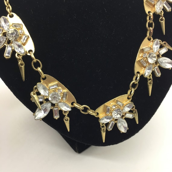 Vintage Rhinestone Statement Necklace ~ Unique Ch… - image 1