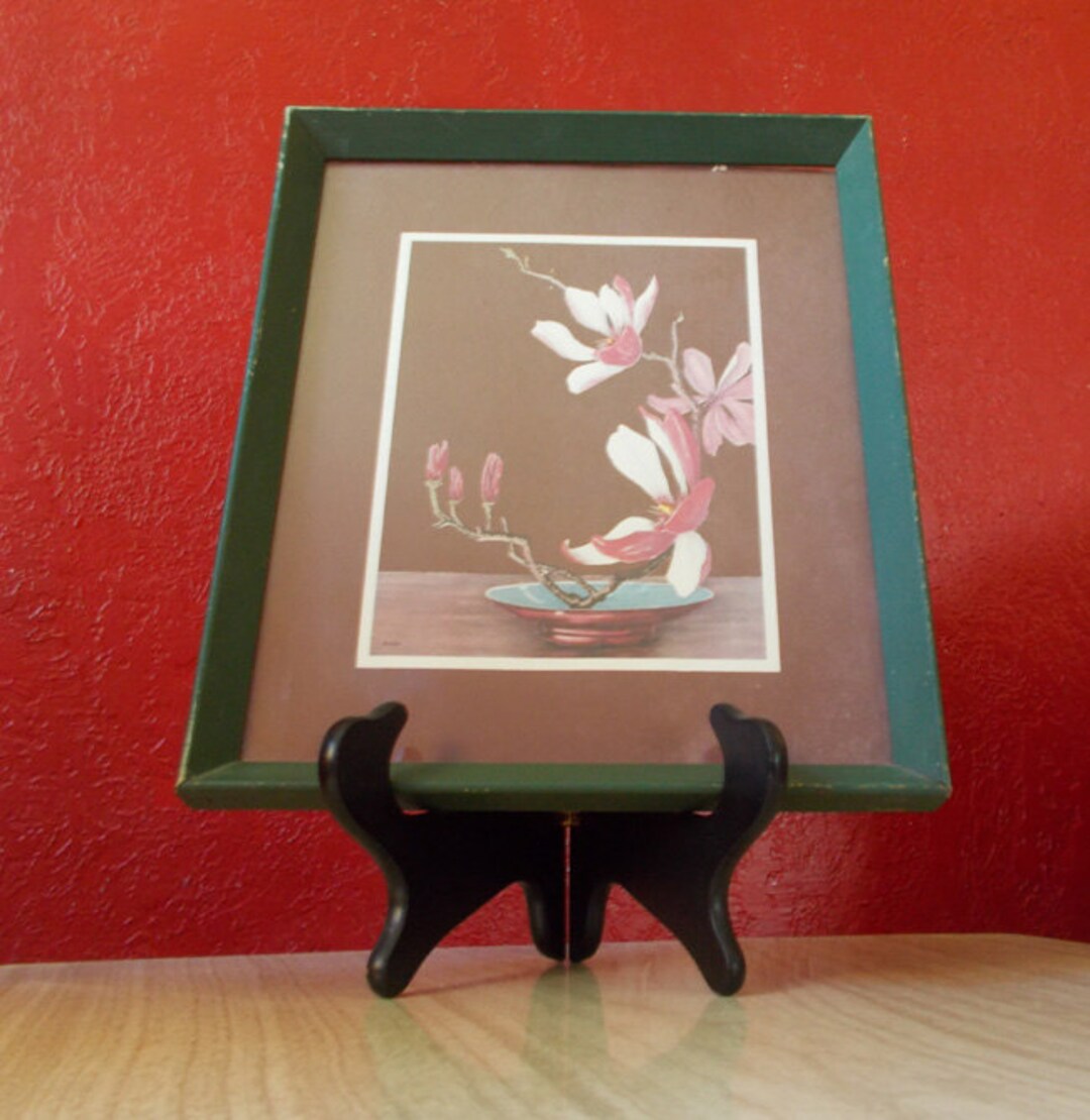 Framed 1940s Floral Print, Goes Burgundy, Pink, Green Etsy