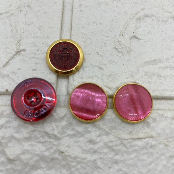 4 Vintage Escada Mismatched Pink Replacement Buttons